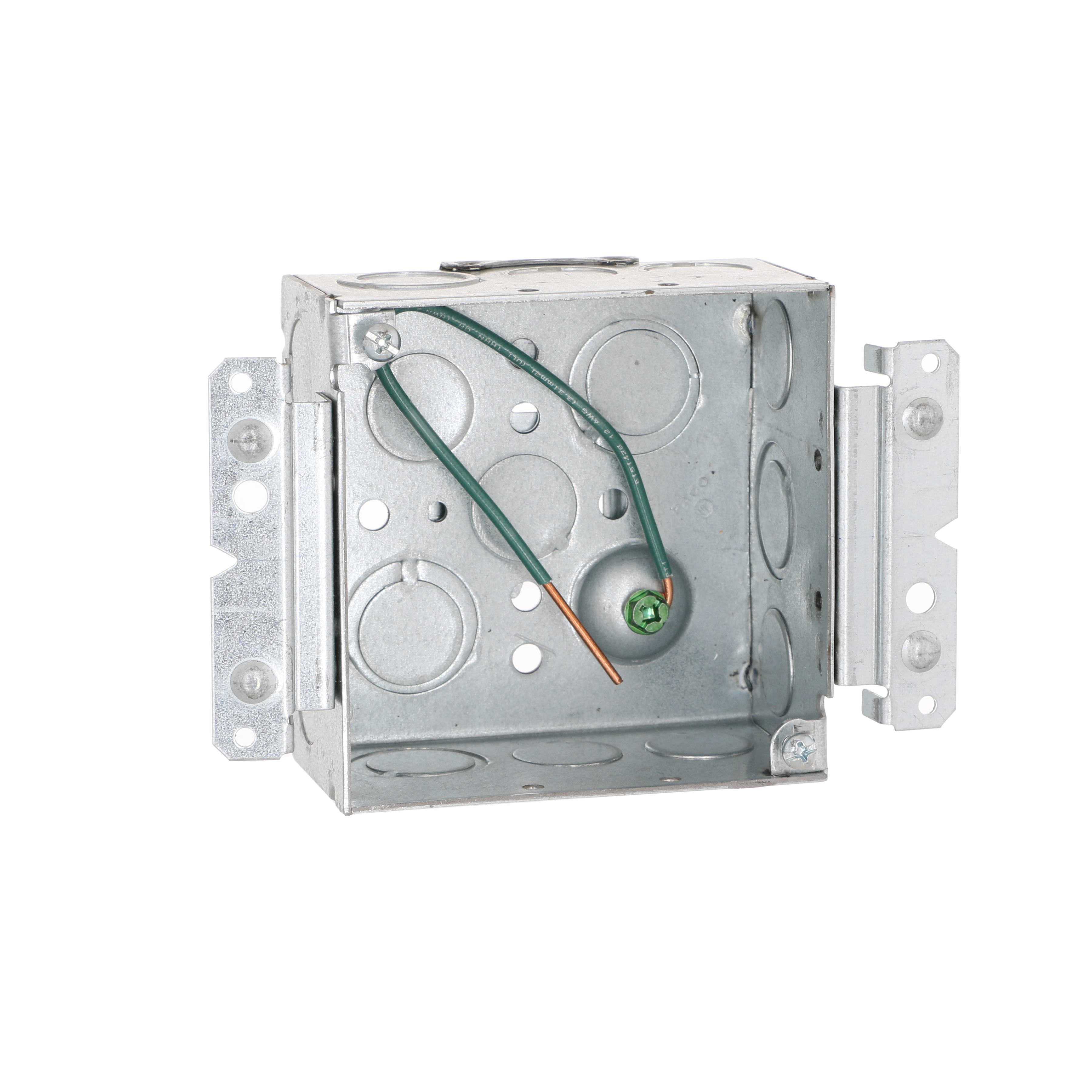 4 in. Square Box, Welded, 2-1/8 in. 16 Knockouts, Raised