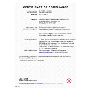 B7 Series Enclosure UL Certifications