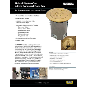 Hubbell SystemOne 4-Inch Recessed Floor Box for Raised Access and Wood Floors