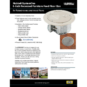 Hubbell SystemOne 6-Inch Recessed Furniture Feed Floor Box
