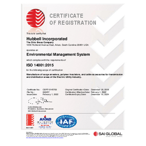 ISO 14001:2015 - Hubbell Power Systems Inc.