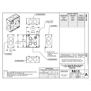 4-11/16 in. Square Box, Welded, 2-1/8 in. Deep with One 1/2