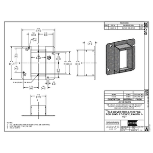 4-11/16 in. Square Cover, 1-Gang, 1-1/2 in. Raised | 898 | Raco