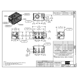 3-Gang Wallbox, Gangable, 4-inch Deep, 2-inch Knockouts