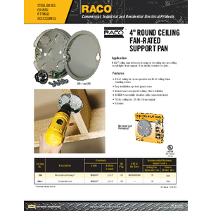 ののたん 4 in. Round Ceiling Rated Fan Pan, 1/2 in. Depth, Five 1/2