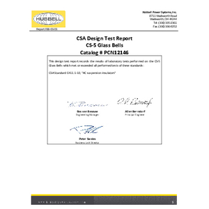 CSA Design Test Report - CS-5 Glass Bells (PCN12146-CSA)
