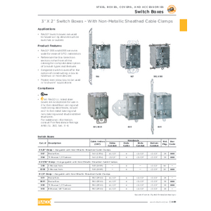 3 in x 2 in. Switch Box, Gangable, 3-1/2 in. Deep, Seven 1/2 in