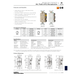 Arc Fault Tamper Resistant Self-Test AFCI Receptacle, 20A, Ivory