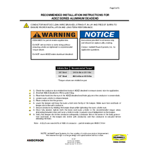 ADEZ Series Aluminum Deadend Recommended Installation Instructions