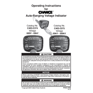 Auto-Ranging Voltage Indicator (ARVI) 600V to 69kV