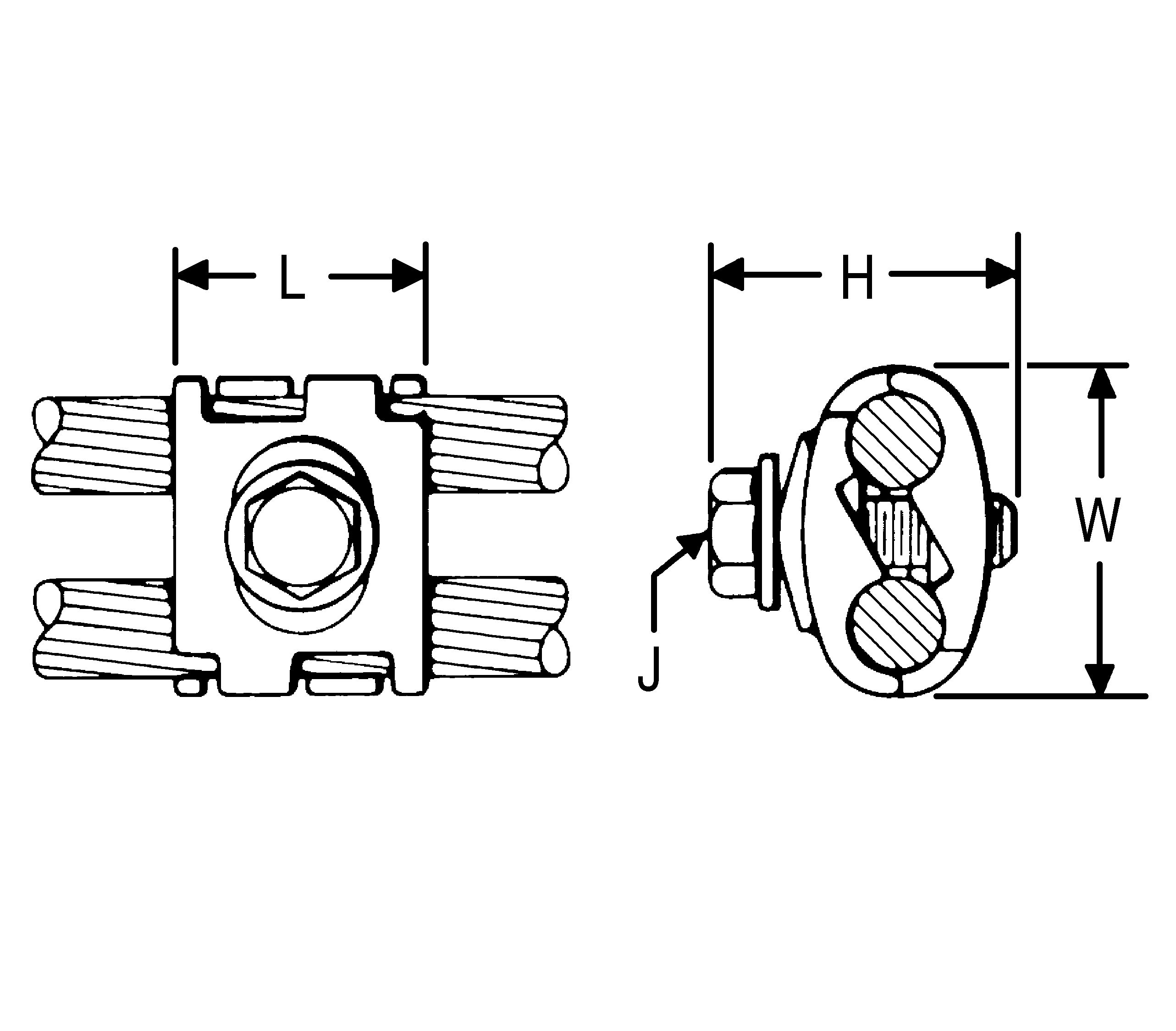 UCK2UL, Interlocking-finger Parallel Clamp, #6 AWG Sol/Str Cu, 1/4