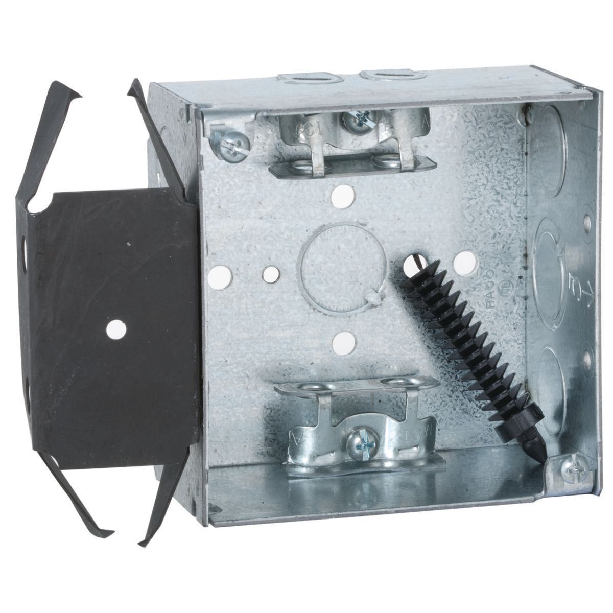 4 in. Square Box, Welded, 2-1/8 in. Deep with AC/MC/Flex Clamps 