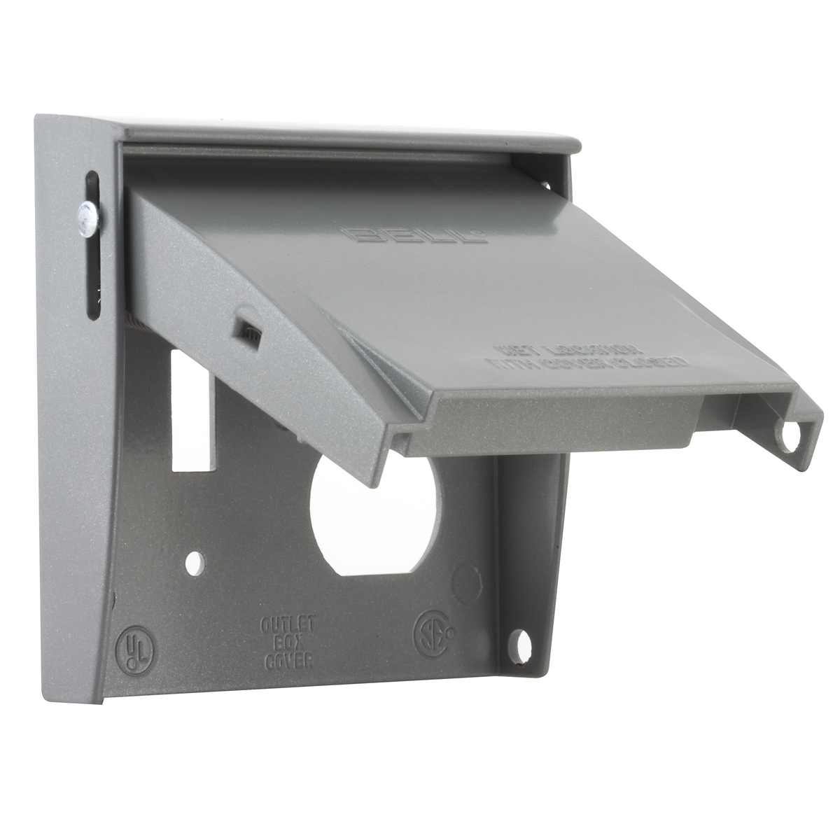 Product image for RACO 5042-0 2-Gang Gray Powder Coated Die-Cast Aluminum Vertical Device Mount Flip Toggle/Receptacle Weatherproof Box Cover