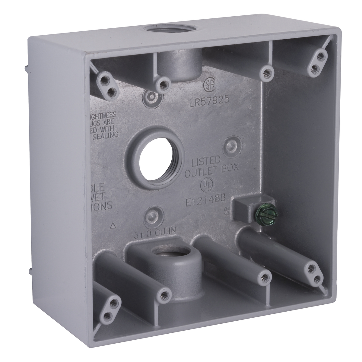 2G WP BOX (3) 1/2 IN. OUTLETS - GRAY