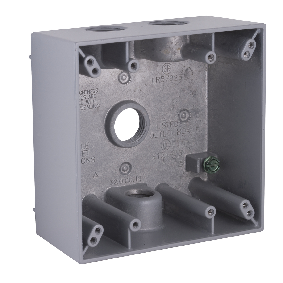 2G WP BOX (4) 1/2 IN. OUTLETS - GRAY