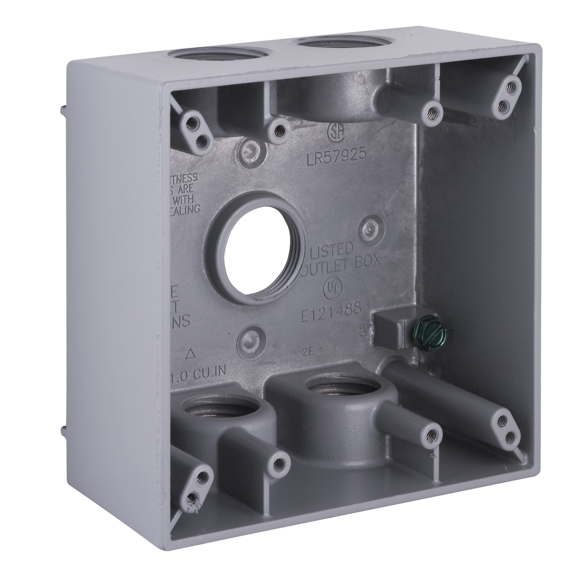 2G WP BOX (5) 3/4 IN. OUTLETS - GRAY
