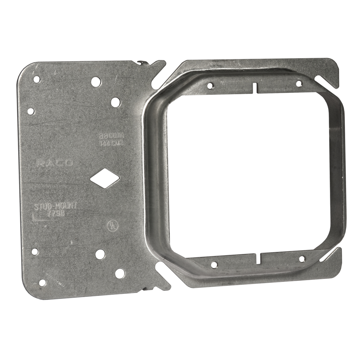 Hubbell-Raco 791 :: 4 Square Cover, 2-Device, Mud Ring, No Raise, Drawn,  Metallic :: Rexel USA