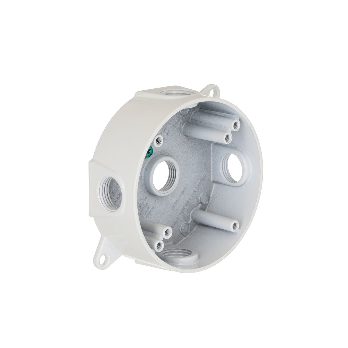 RAC 5361-1 ROUND WP BOX (5) 1/2 IN. OUTLETS - WHITE REPLACES TAY RB550WH