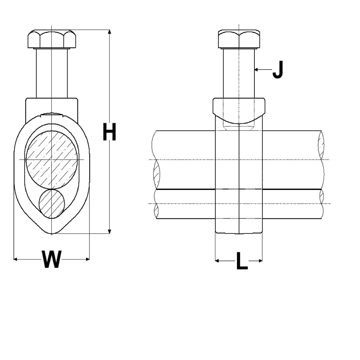 GRC58, Mechanical Ground Rod Clamp, Cable to Rod GRC58 Burndy
