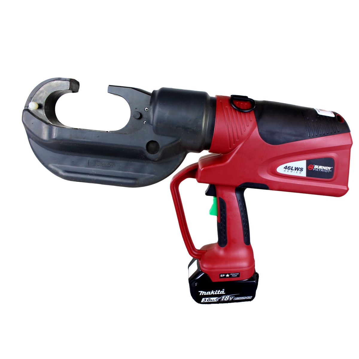 Product image for Burndy PAT46CLWSLI PAT46 15T Covered C-Head Battery Crimper, 3Ah Li-ion, AC, Hard Case