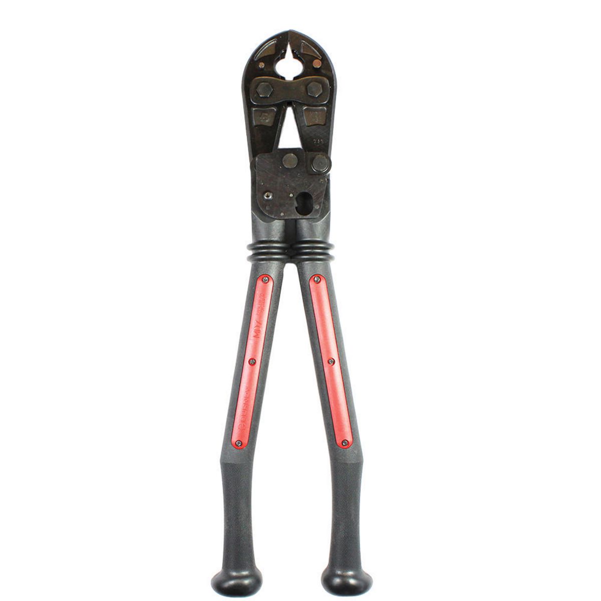 HYTOOL™ Operated Full Cycle Ratchet Crimper, Polymer Handles, Metal Case, Dies for #8 AWG-500 kcmil Copper and AWG-3/0 C-Taps | MD734RKIT1 | Burndy