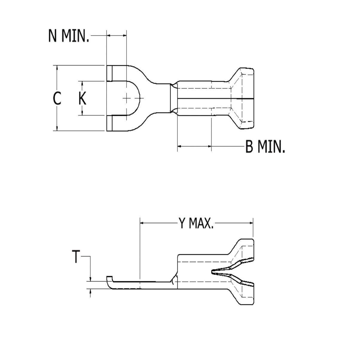 Nylon Flanged Fork Terminal For 22 18 AWG YAE18Z2BOX Burndy