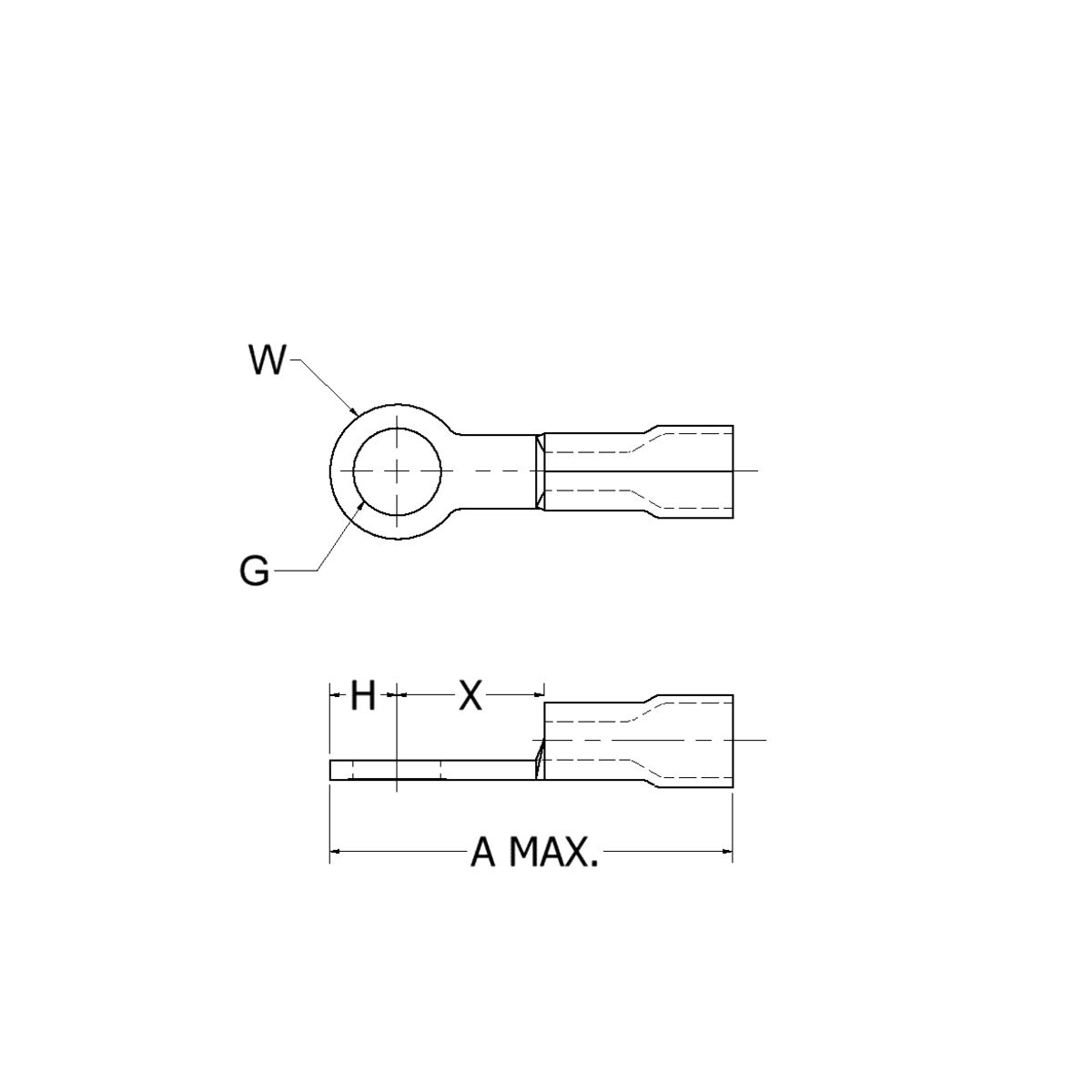 Nylon Ring Terminal For 22 18 AWG YAES18N4 Burndy
