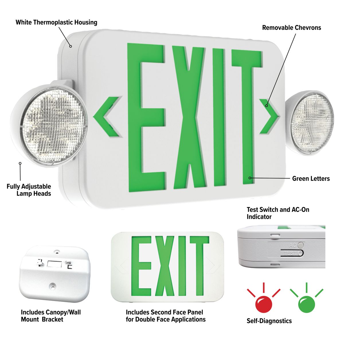 2 AVAILABLE CASE OF 6 NIB HUBBELL CCR COMBO LED EXIT/EMERGENCY LIGHT 