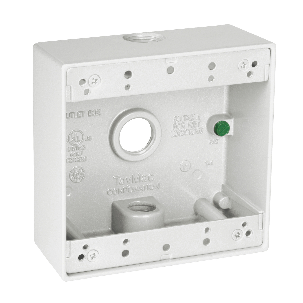 2G WP BOX (3) 1/2 IN. OUTLETS - WHITE