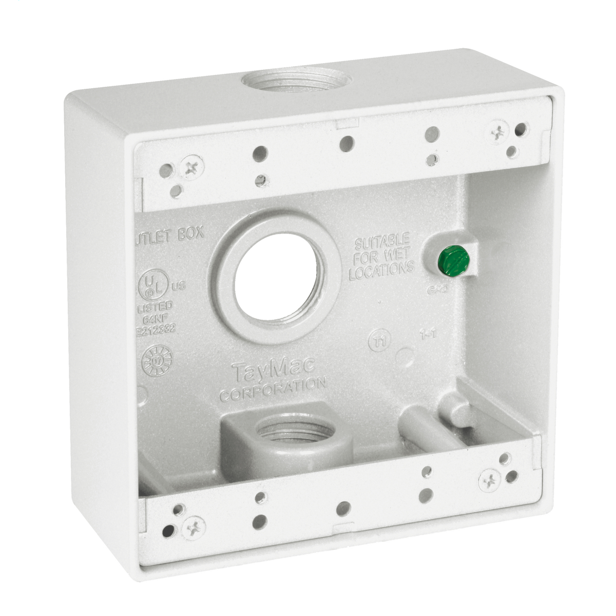 2G WP BOX (3) 3/4 IN. OUTLETS - WHITE