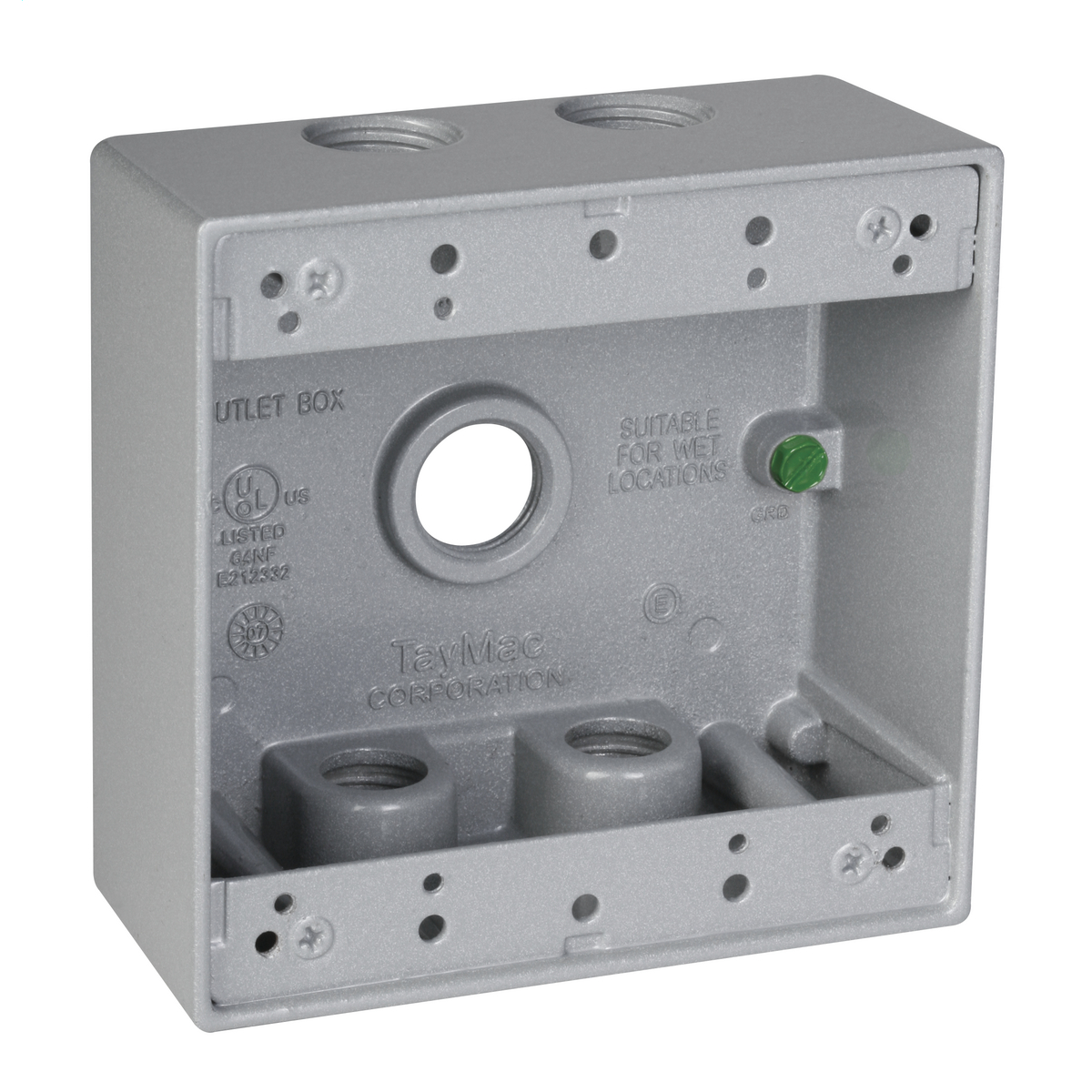 Product image for Taymac DB550S 2g Weatherproof Box (5) 1/2 In. Outlets - Gray
