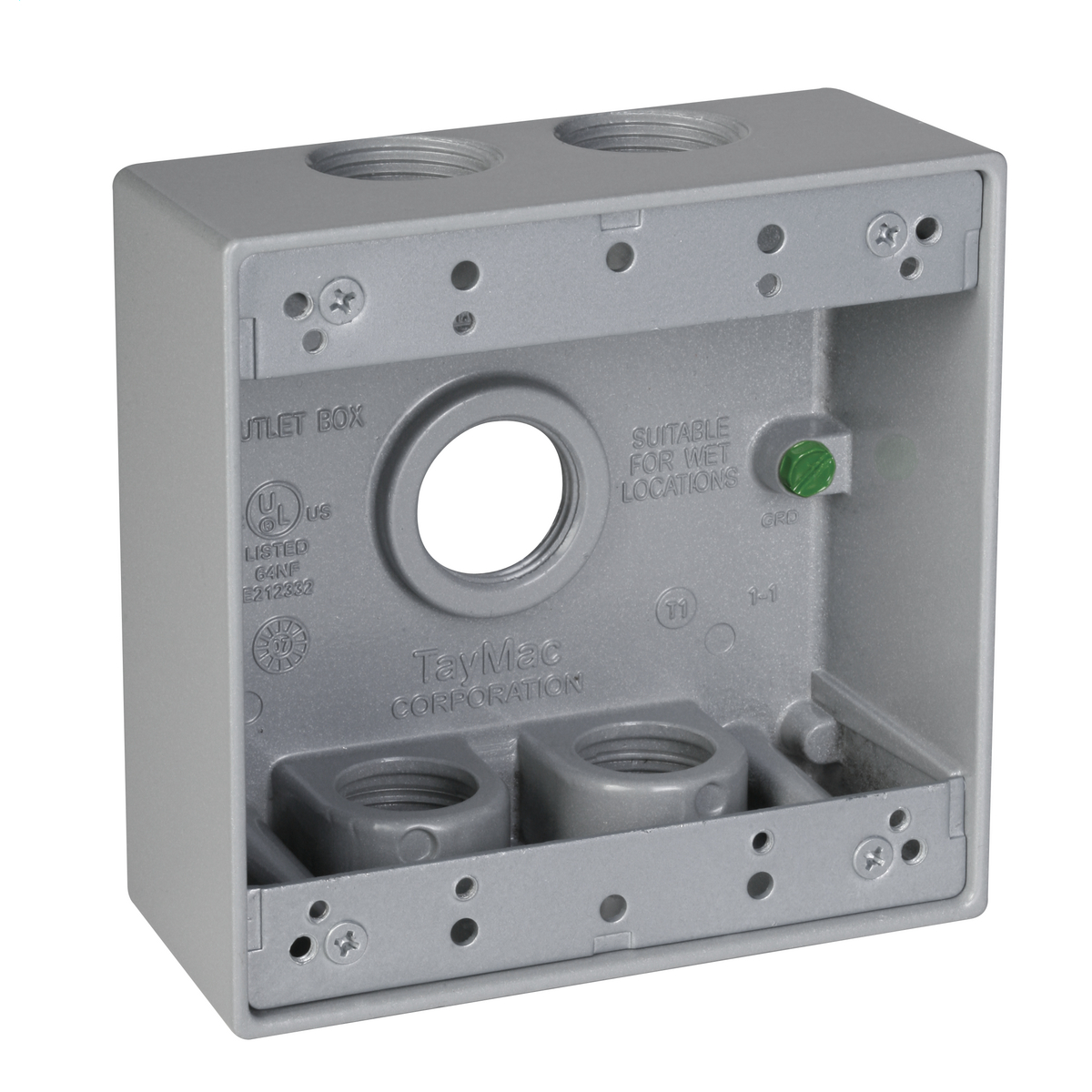 Product image for Taymac DB575S 2g Weatherproof Box (5) 3/4 In. Outlets - Gray