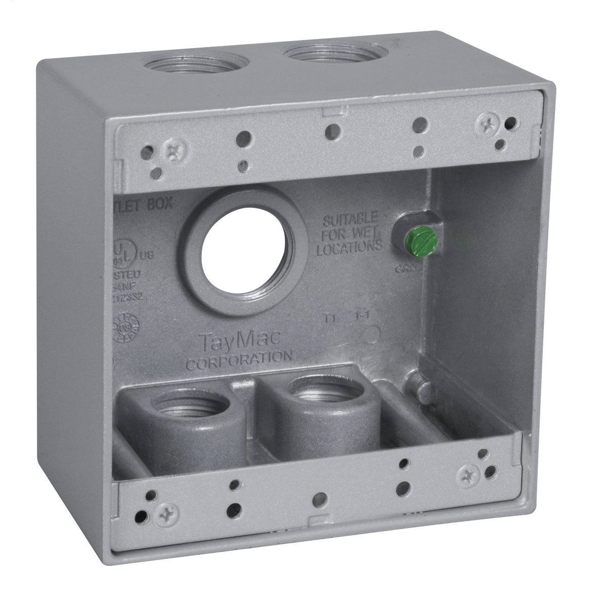 Product image for Taymac DD575S 2g Weatherproof Deep Box (5) 3/4 In. Outlets - Gy