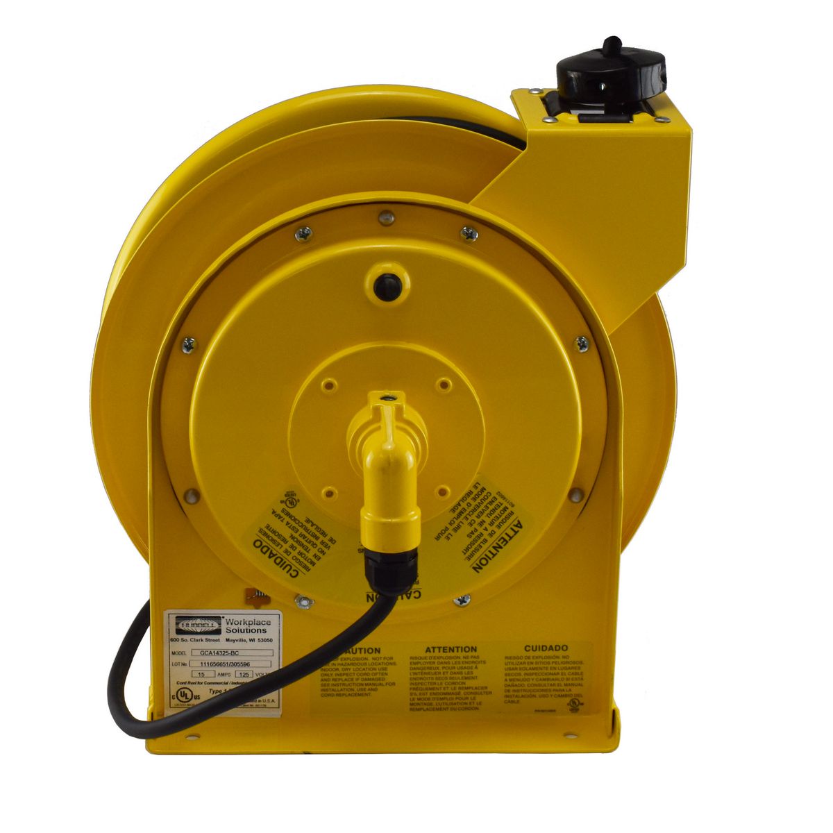 GCC14370-HL 70' 14/3 Industrial Duty Cord Reel with Incandescent Lamp ...