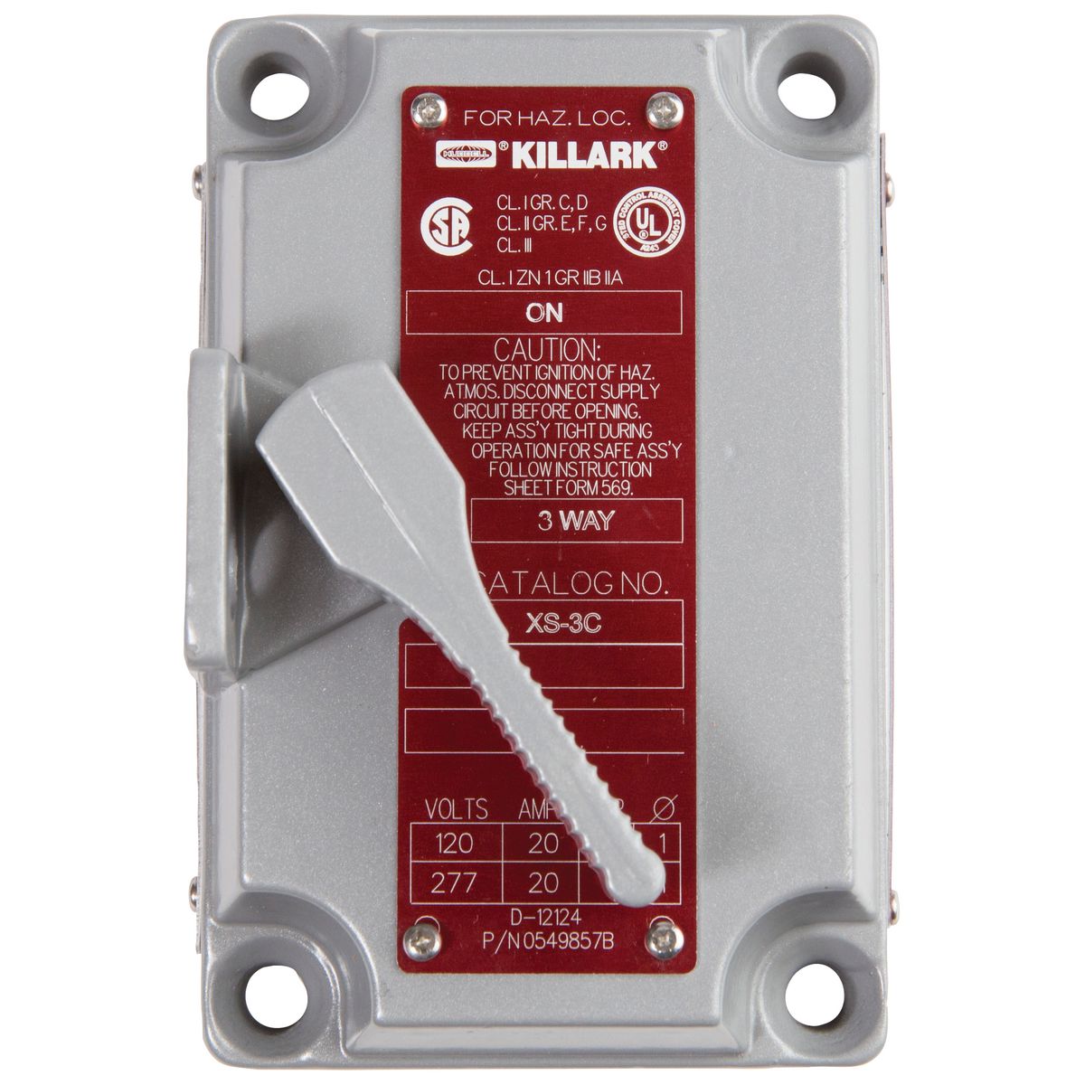 XS Series 3Way/SPDT (No Center Off) Tumbler Switch Cover With Device 20A XS3C Hubbell