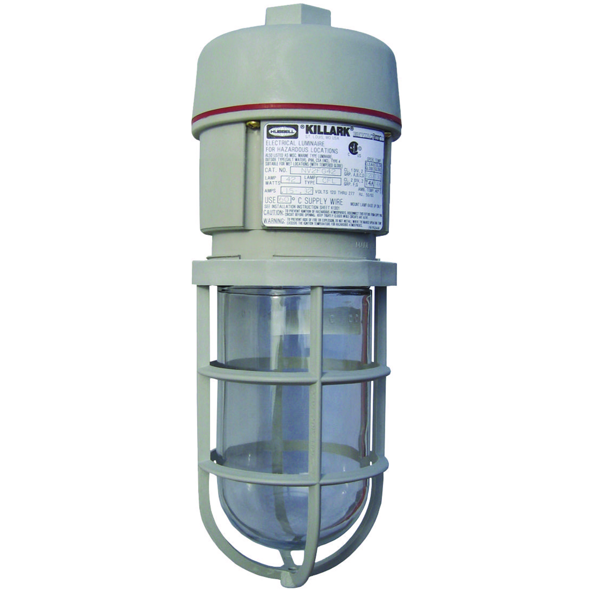 NV2FG18AHG - 18W 120-277V Fluorescent Pendant with Tempered Globe and Guard  | NV2FG18AHG | Killark