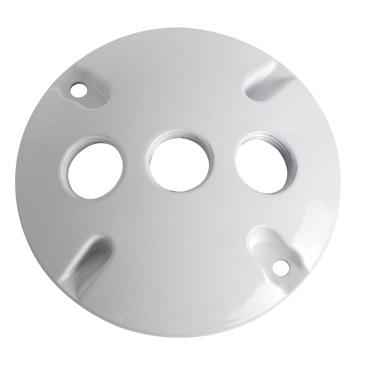 Product image for TayMac Corp LV330WH 3-Hole White Die-Cast Metal Powder Coated Round Lampholder Cover
