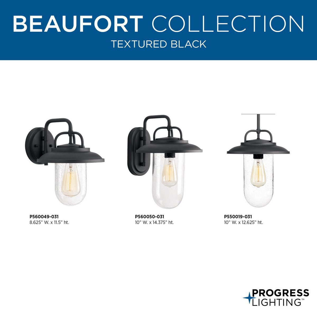 Progress Lighting P550019-031 Beaufort Black One-Light Hanging Lantern,
