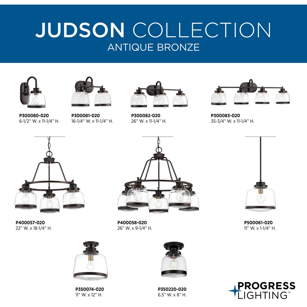 Judson Collection One-Light Antique Bronze Clear Glass Farmhouse