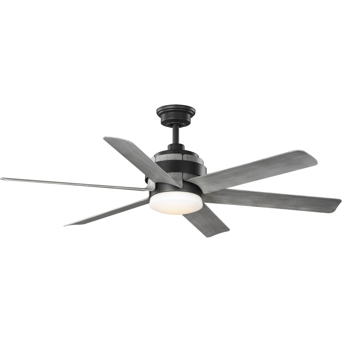Kaysville Collection 6 Blade Grey Weathered Wood 56 Inch Dc Motor Led Urban Industrial Ceiling Fan P250003 143 30 Progress Lighting
