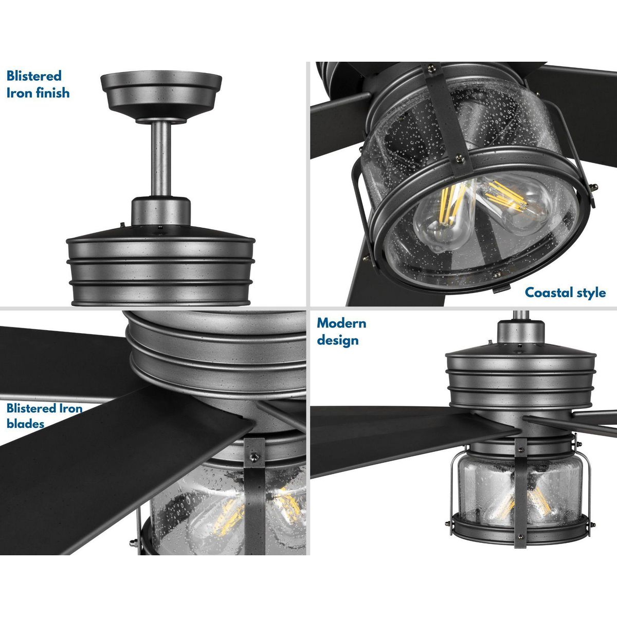 Midvale Collection 5-Blade Blistered Iron 56-Inch AC Motor Coastal ...