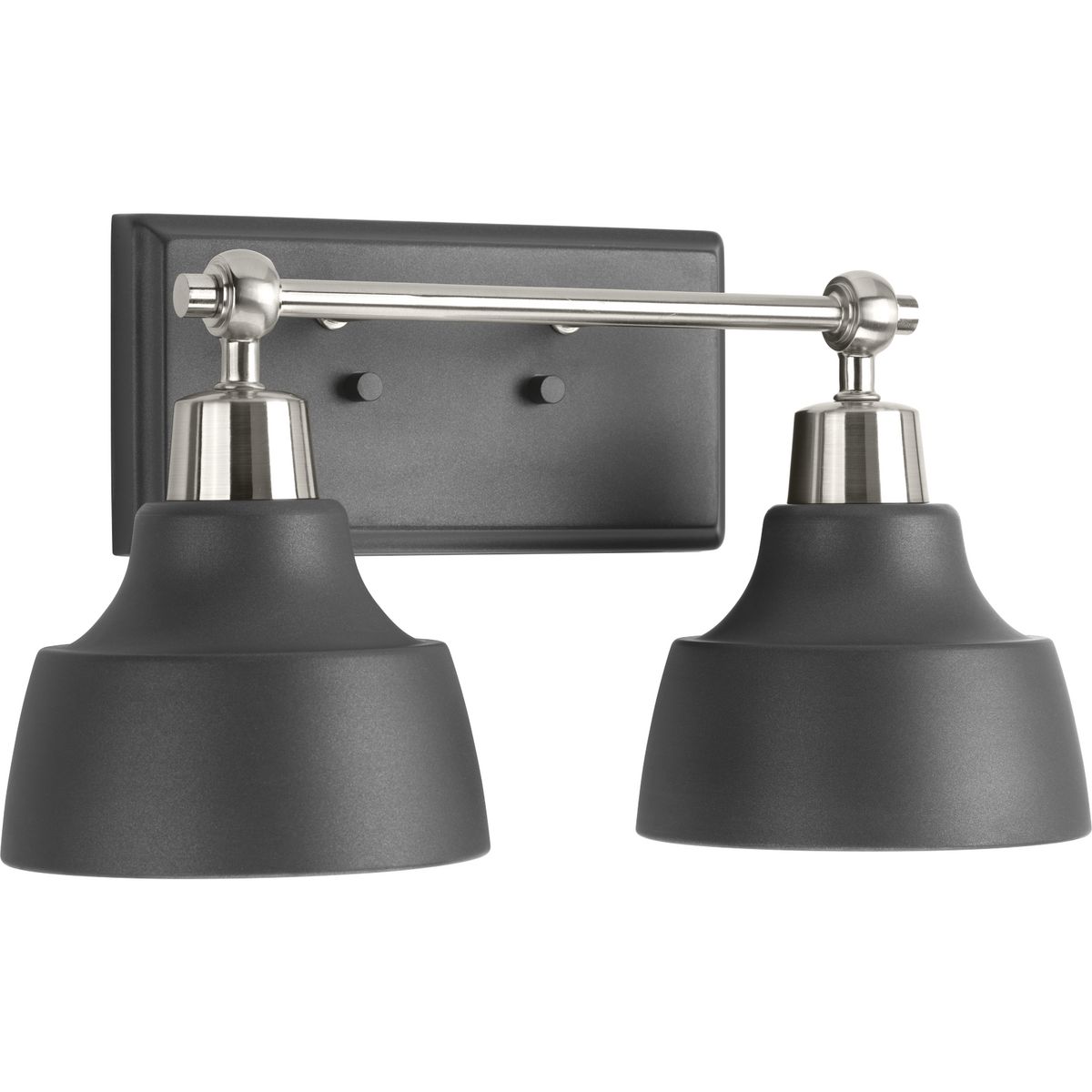 Bramlett Collection Two Light Brushed, Black Retro Vanity Light With Metal Shade