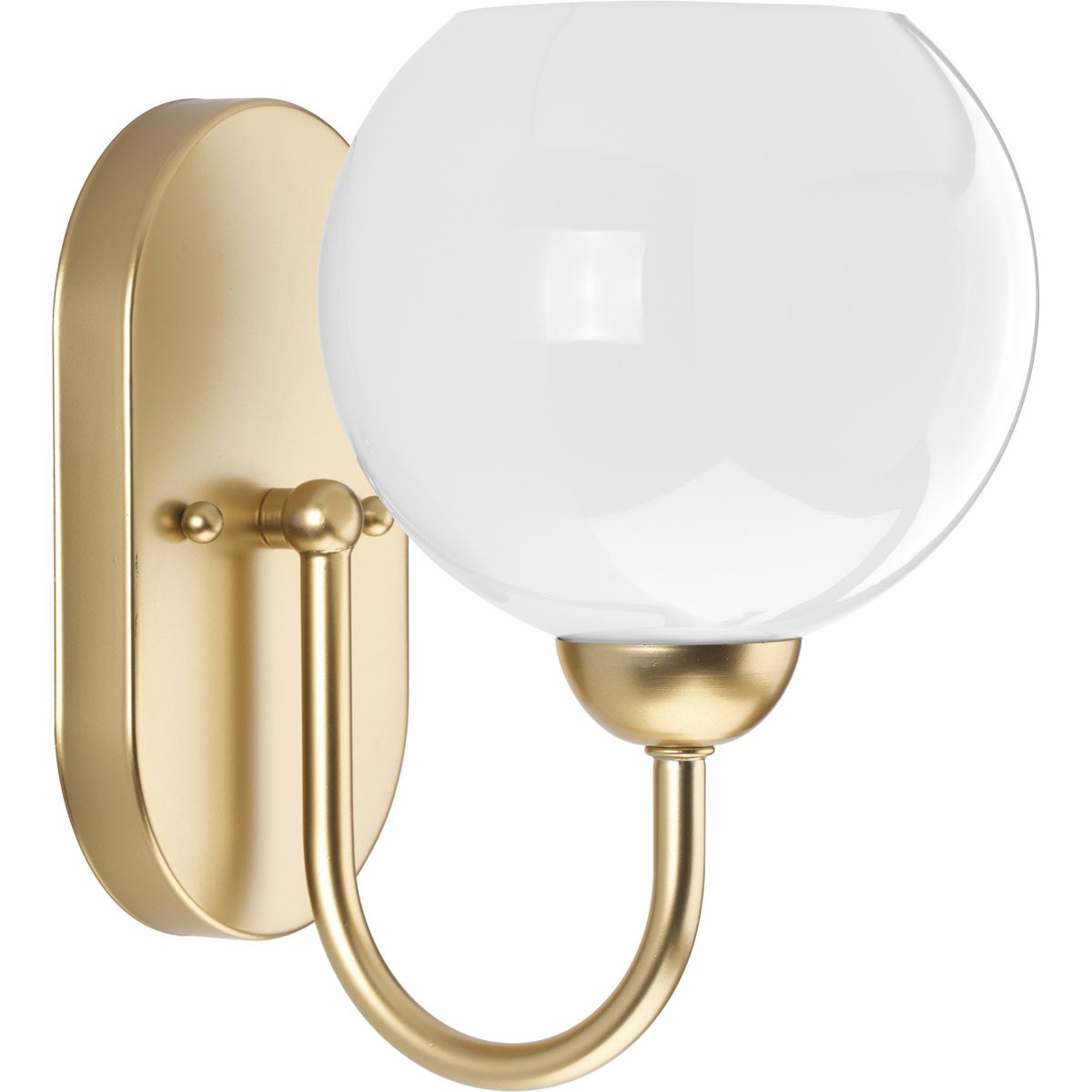Carisa Collection One-Light Vintage Gold Opal Glass Mid-Century 