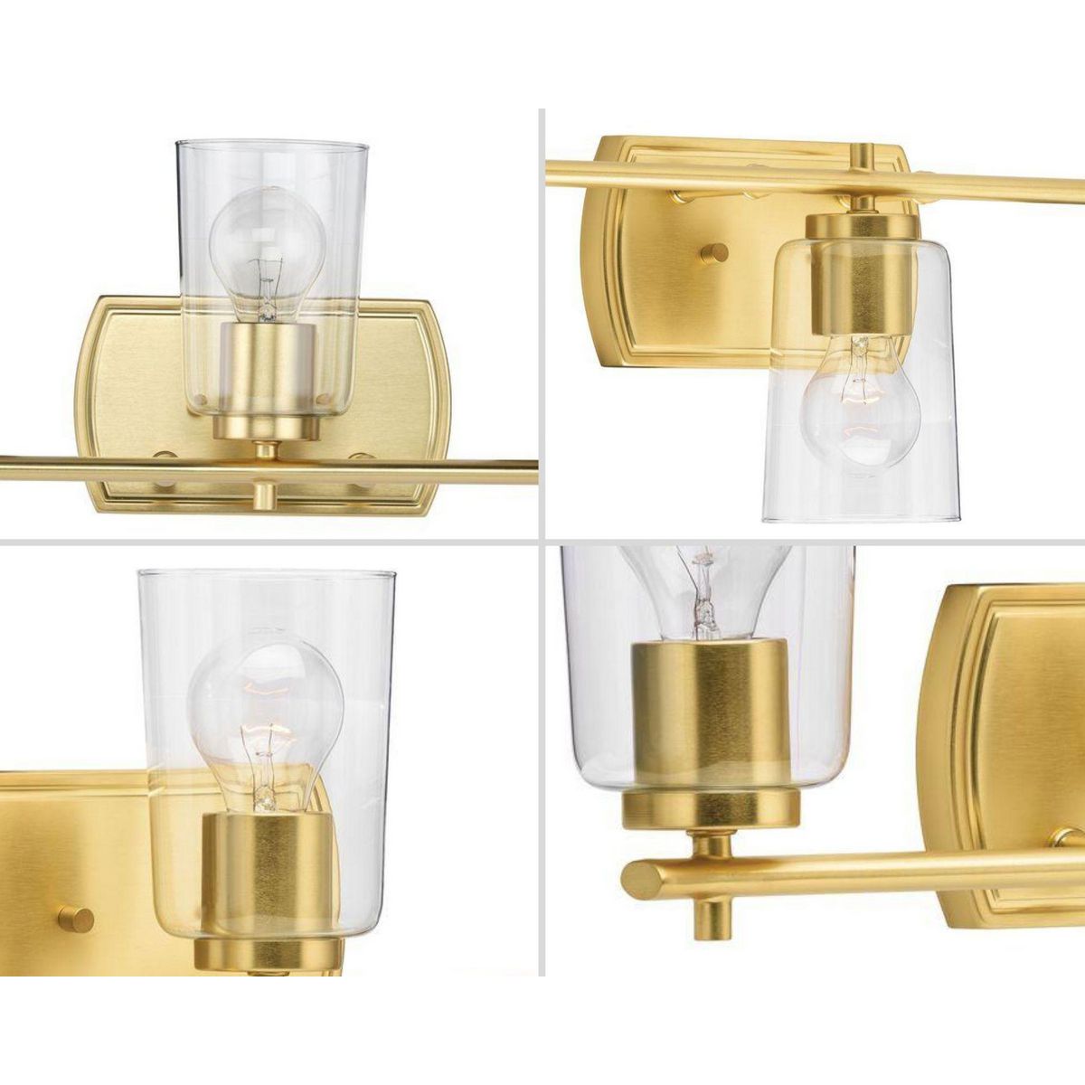 Adley Collection Three-Light Satin Brass Clear Glass New 