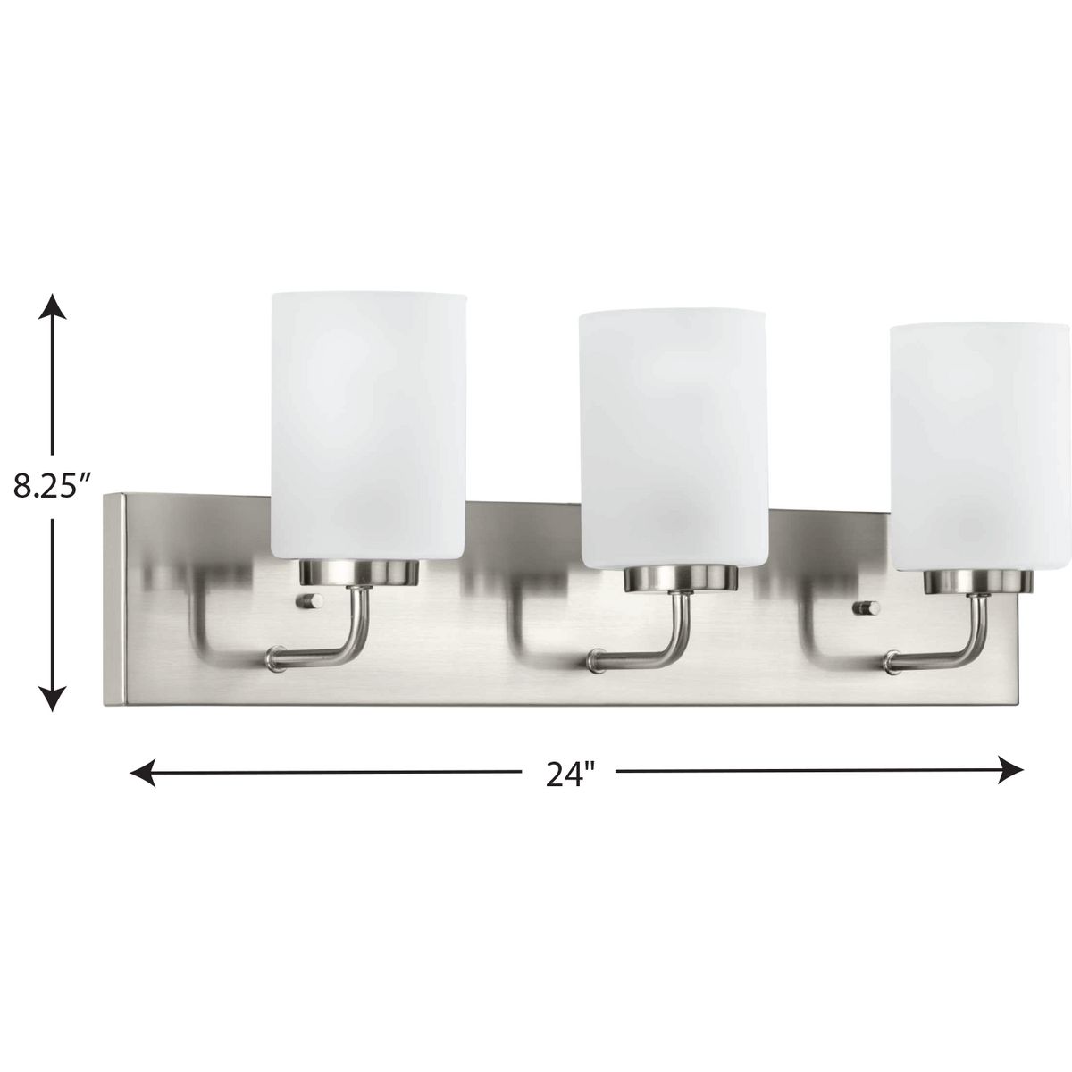 Merry Collection Three Light Brushed, 8 Bulb Vanity Light Brushed Nickel
