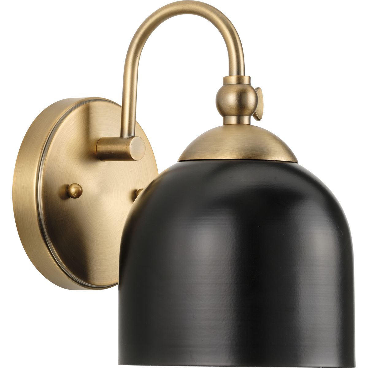 Antique Brass Style Wall Light & Black Shade
