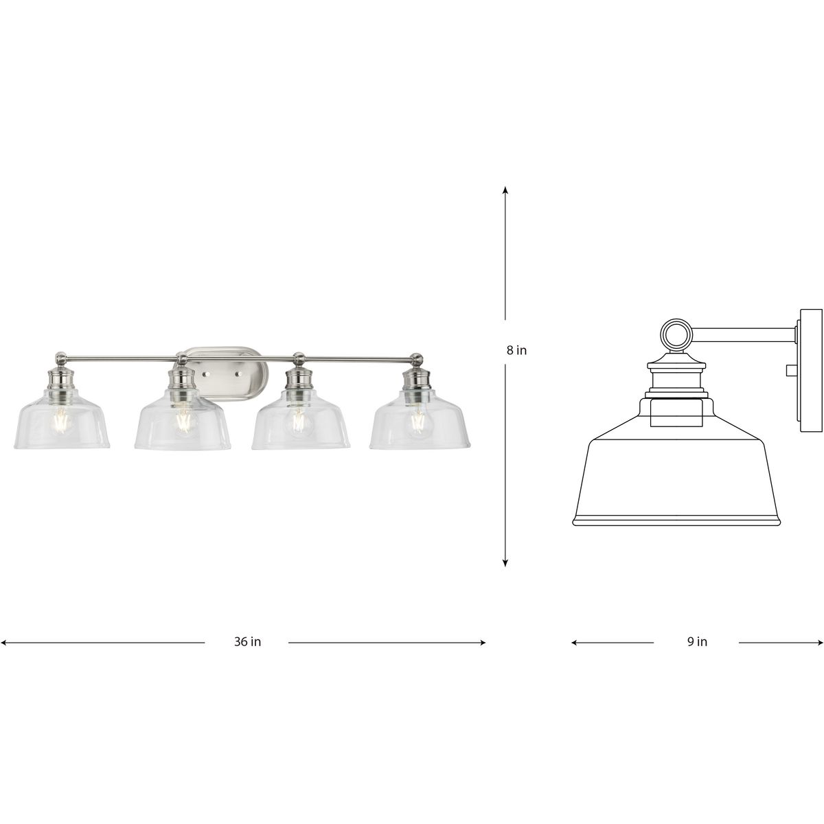 Singleton Collection FourLight 36" Brushed Nickel Farmhouse Vanity
