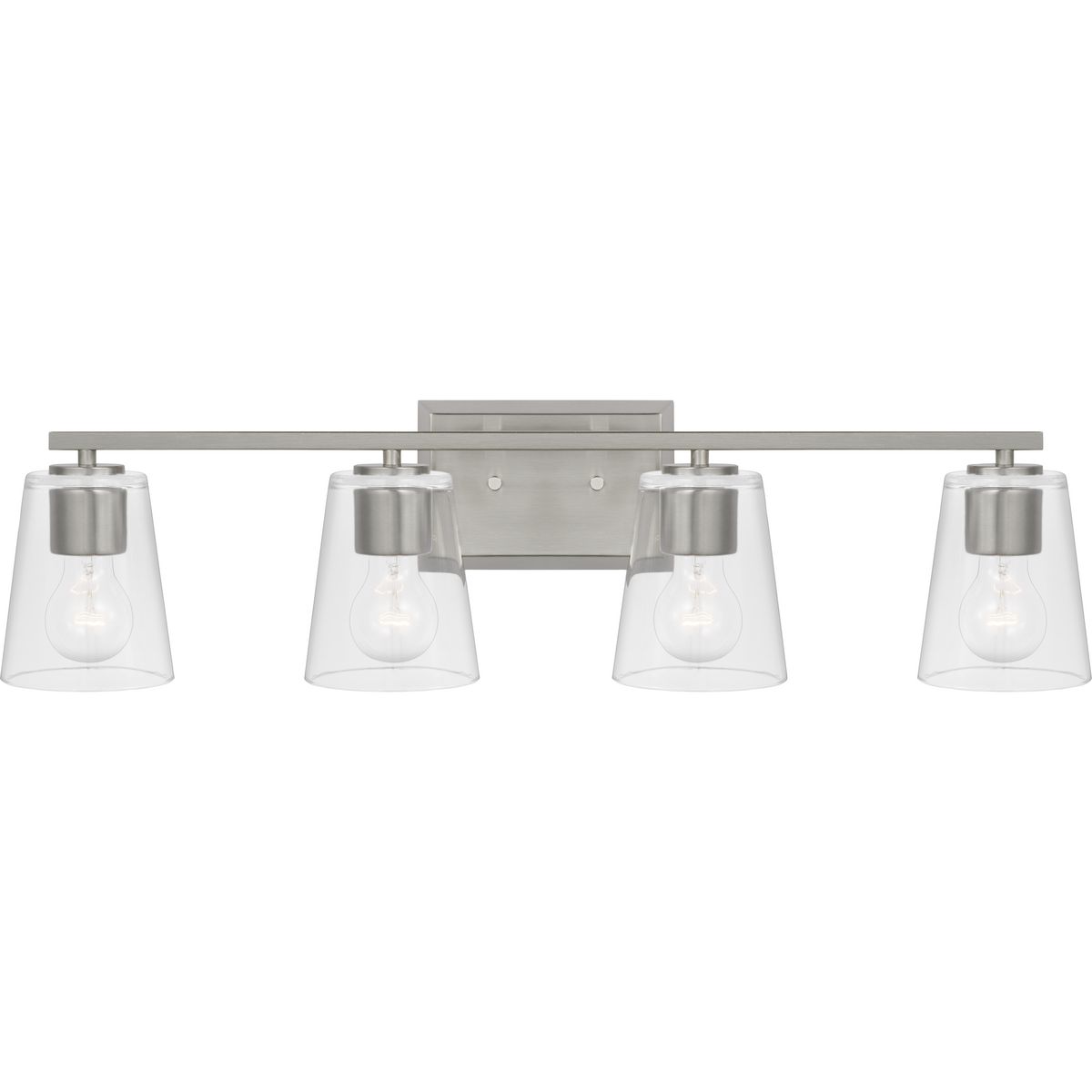 Vertex Collection Four-Light Brushed Nickel Clear Glass Contemporary ...