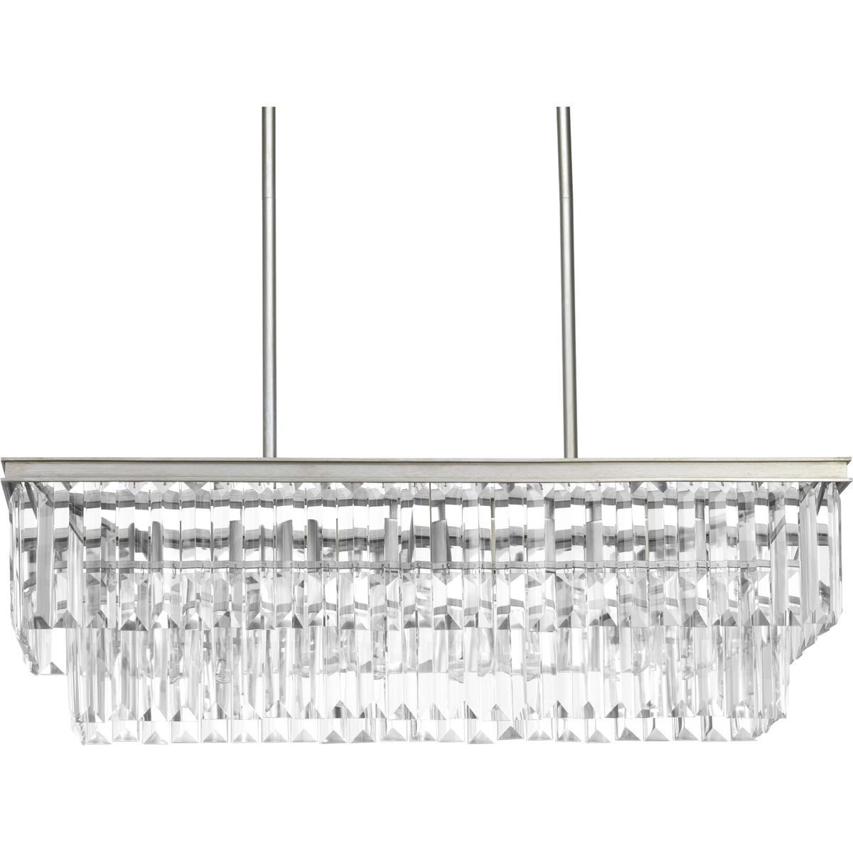 Glimmer Collection Four-Light Silver Ridge Luxe Linear Chandelier
