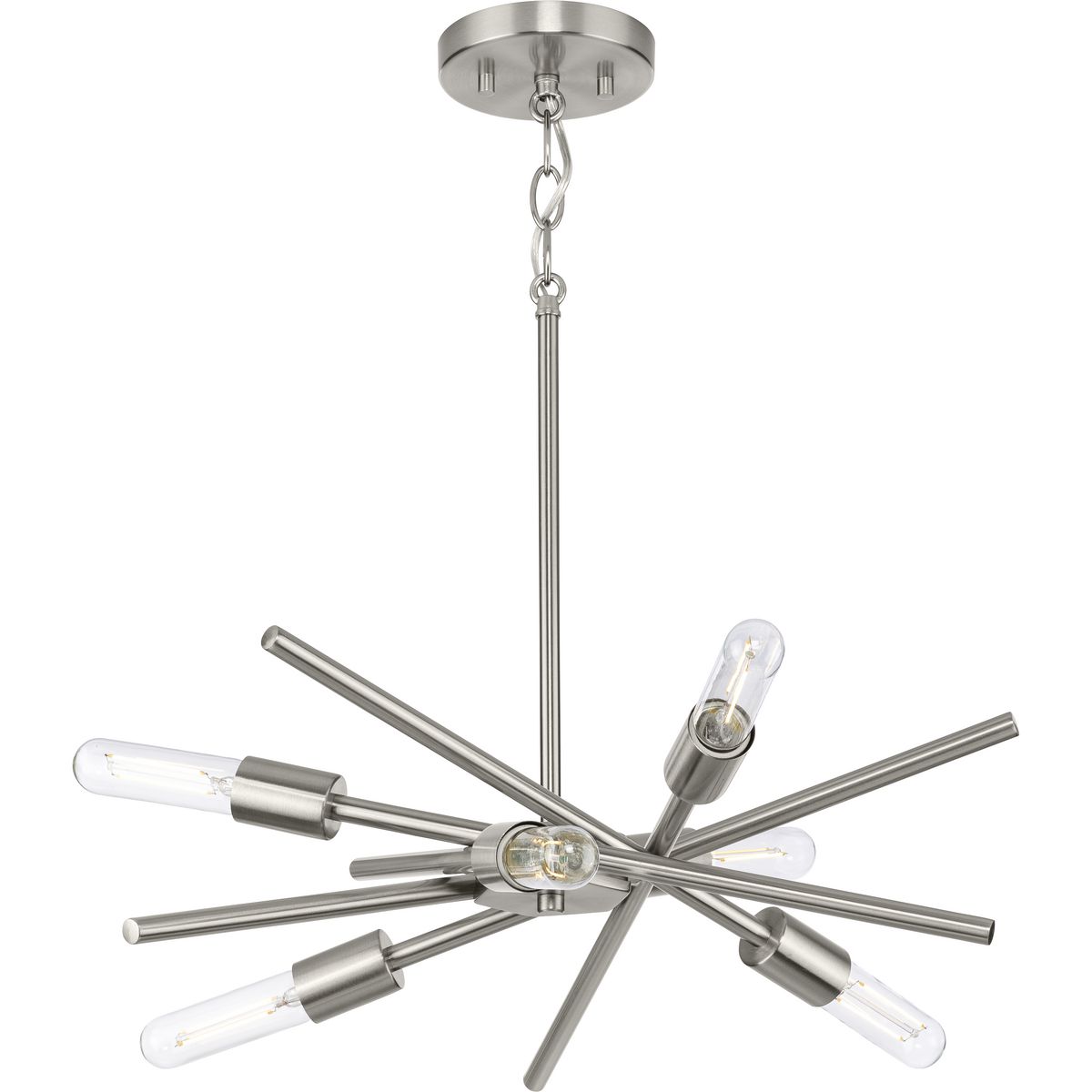 Astra Collection Six-Light Brushed Nickel Mid-Century Modern 
